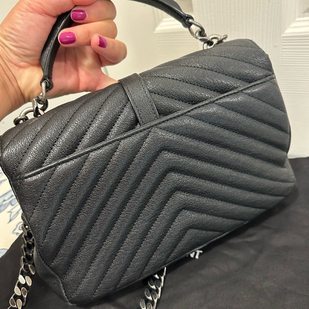 Yves Saint Laurent Dark Gray Chevron Crossbody Bag